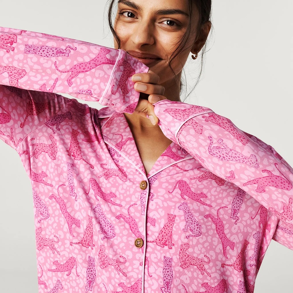 NWT Posh Peanut Leopard Pink Women’s Luxe Pajama Dress